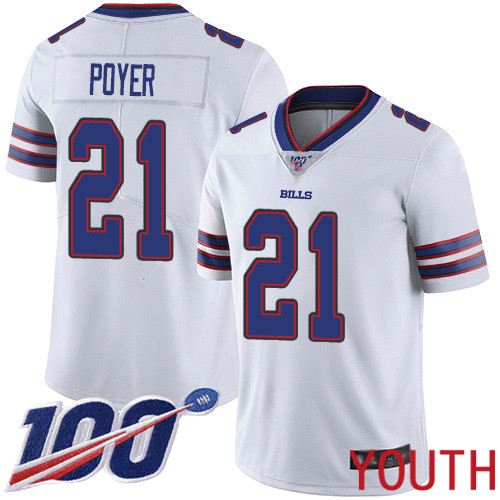 Youth Buffalo Bills #21 Jordan Poyer White Vapor Untouchable Limited Player 100th Season NFL Jersey